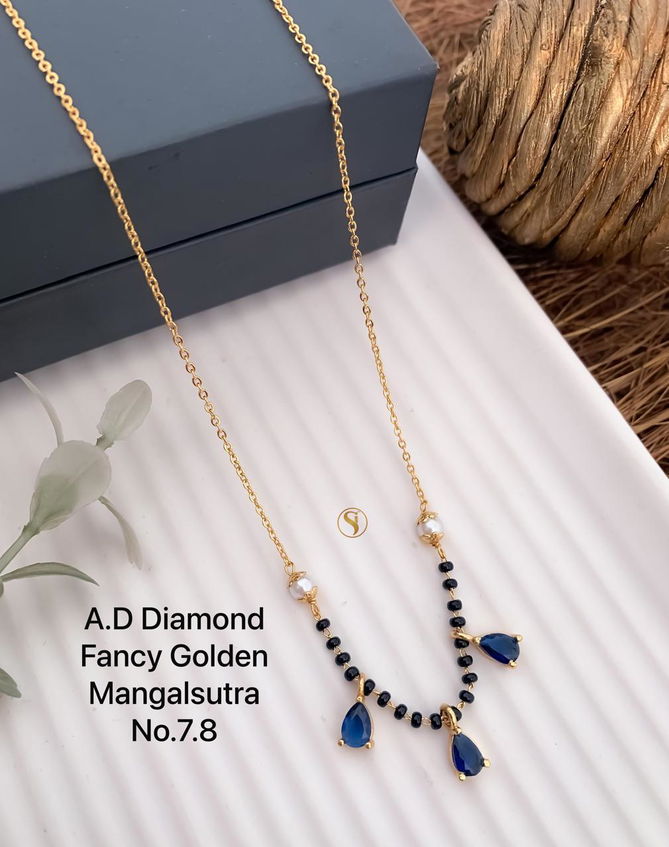 3 AD Diamond Daily Wear Golden Fancy Mangalsutra Wholesale Price In Surat
